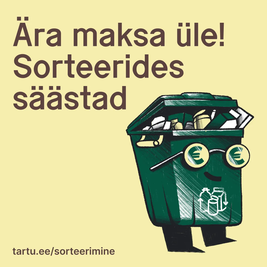 Sorteerimise plakat, millel on kujutatud pakendikonteinerit