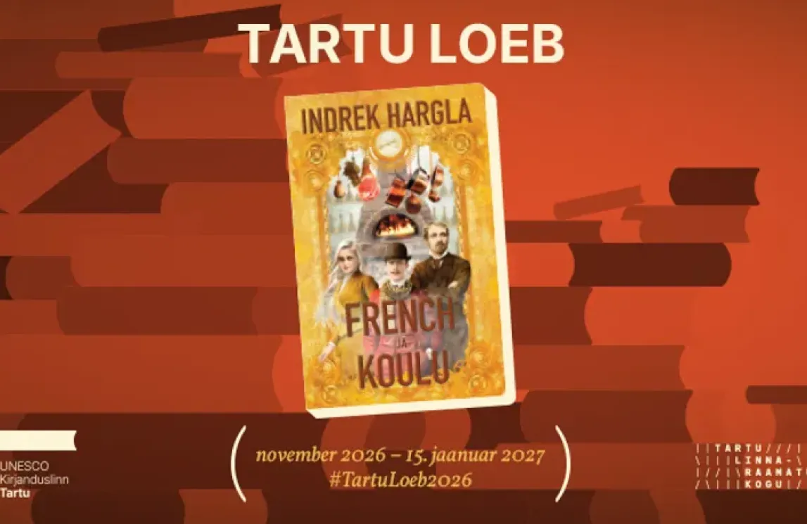 Plakat, millel on Indrek Hargla raamatu kaanepilt ja tekst "Tartu loeb"
